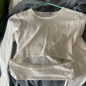 white cropped long sleeve